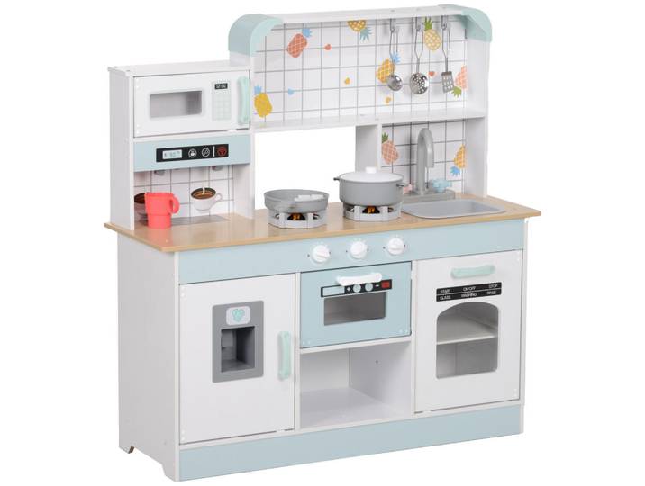 Aiyaplay Kinderküche, Spielküche mit Lichtern, Geräuschen, Kaffeemaschine, Weiß, 31.7x90.4x88.6 cm, unisex, Spielzeug, Kinderküchen