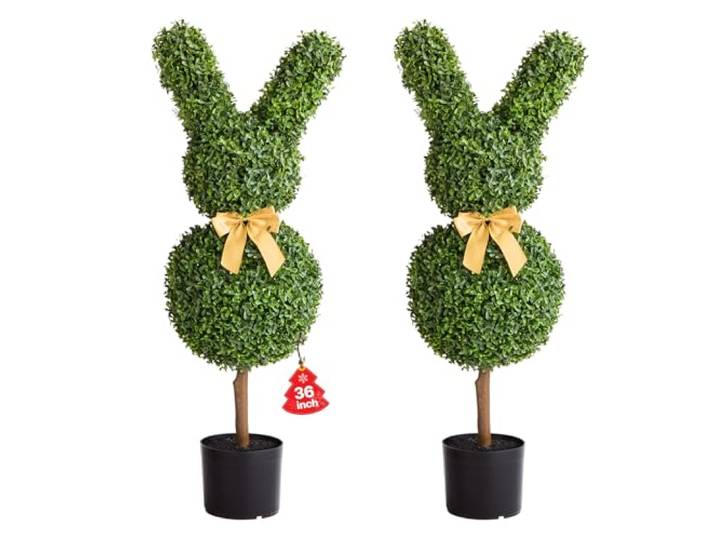 VEVOR Buis Topiaire Artificiel Extérieur Lapin\, Lot de 2 Fausses Plantes 914 mm\, Arbre Artificiel Aspect Réaliste pour Décoration Extérieur Intérieur\, Porche\, Terrasse\, Jardin\, Balcon\, Arrière-Cour