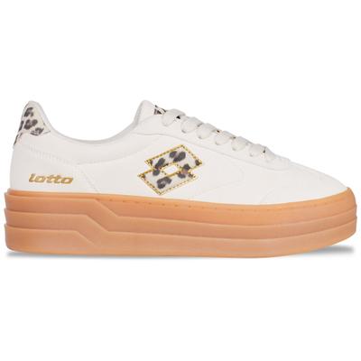 Plateausneaker LOTTO, Damen, Gr. 38, weiß (sanftes weiß, leo), Synthetik, mehrfarbig, Schuhe Plateausneaker, - mit raffinierter Plateausohle im Lagenlook