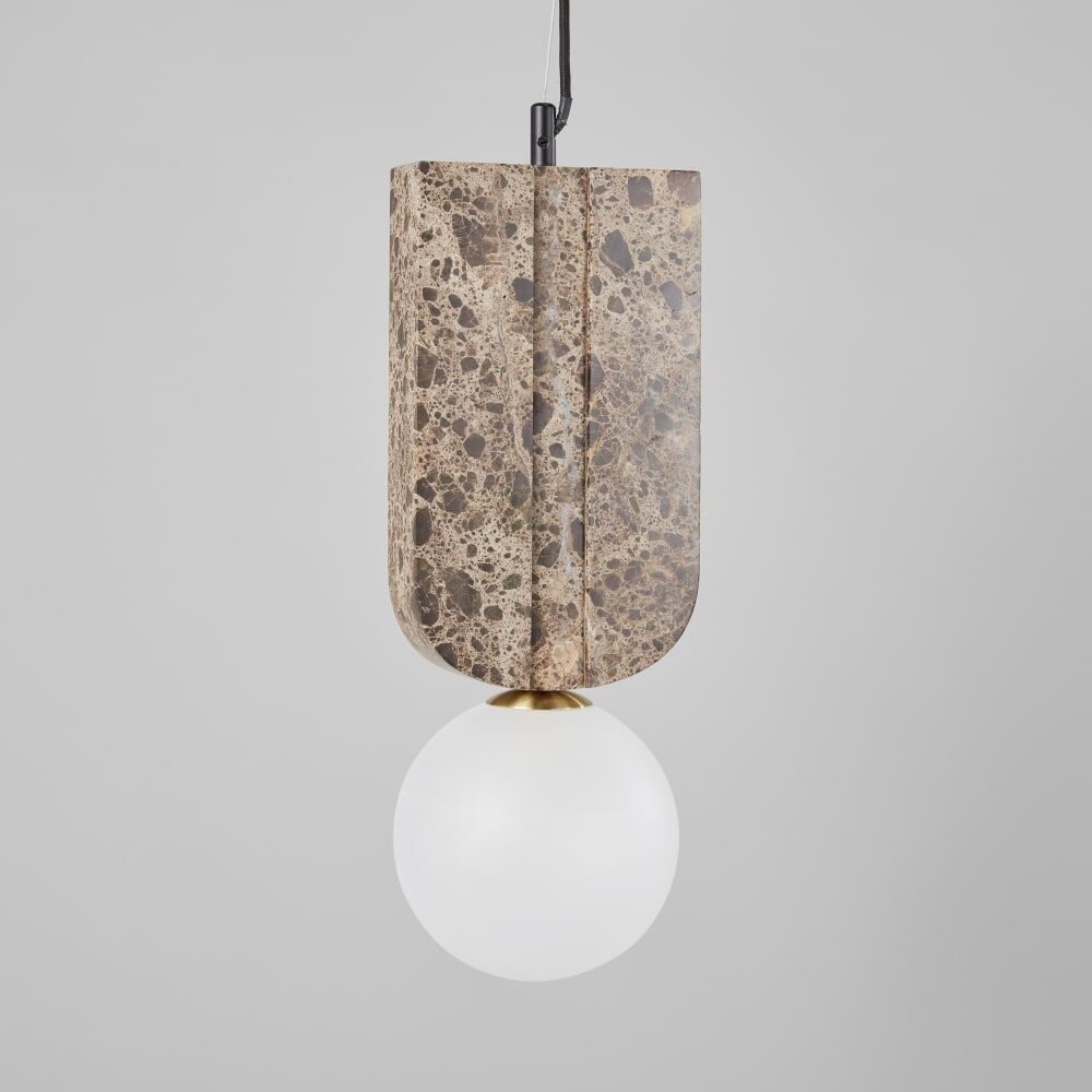 Maisons du Monde Suspension en marbre et globe Marron 16.5x116x16cm