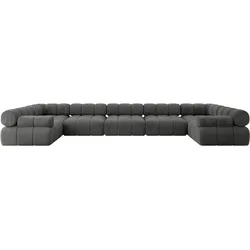 WOHNLANDSCHAFT modulares Sofa Birno-U3 - 475x190x70 cm Dunkelgrau Velours