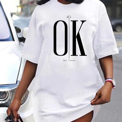 Women Boutique Women's Summer Casual Lip Print Loose Size Round Neck Short Sleeved T shirt Dress, Comfortable And white xxl