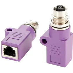 Exsys Adapter M12 D-code BU - RJ45 BU (RJ45, RJ45 (1x)), Netzwerk Adapter, Violett