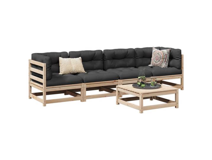 vidaXL 5-tlg. Garten-Sofagarnitur Massivholz Kiefer