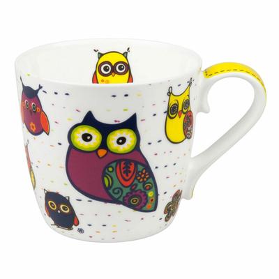 Könitz Porzellan GmbH Könitz Colourful Animals Eulen Weiß Becher, Tasse, Kaffeetasse, Bone China, 415 ml, 11 2 057 1400