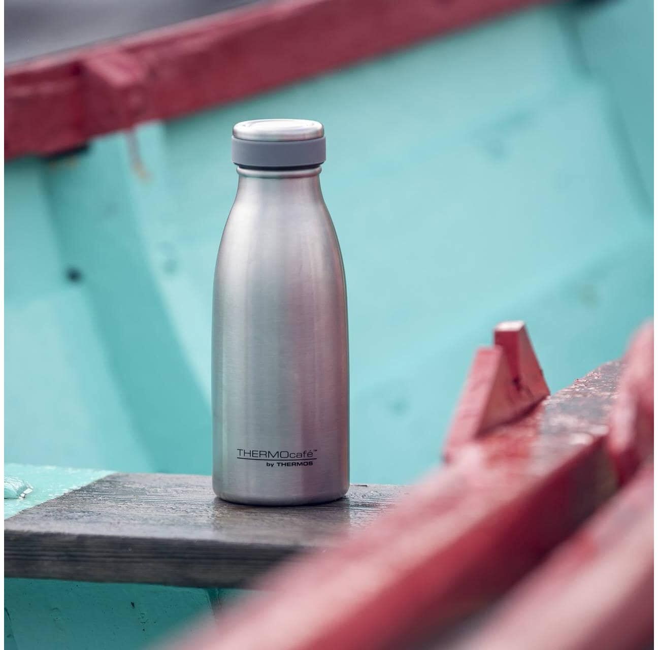 Isolierflasche THERMOS "TC 350 ml", silber (silberfarben), Trinkflaschen, 350ml, Edelstahl, Isolierflasche, gummierter Drehverschluss, absolut dicht bei Kohlensäure silberfarben 350ml