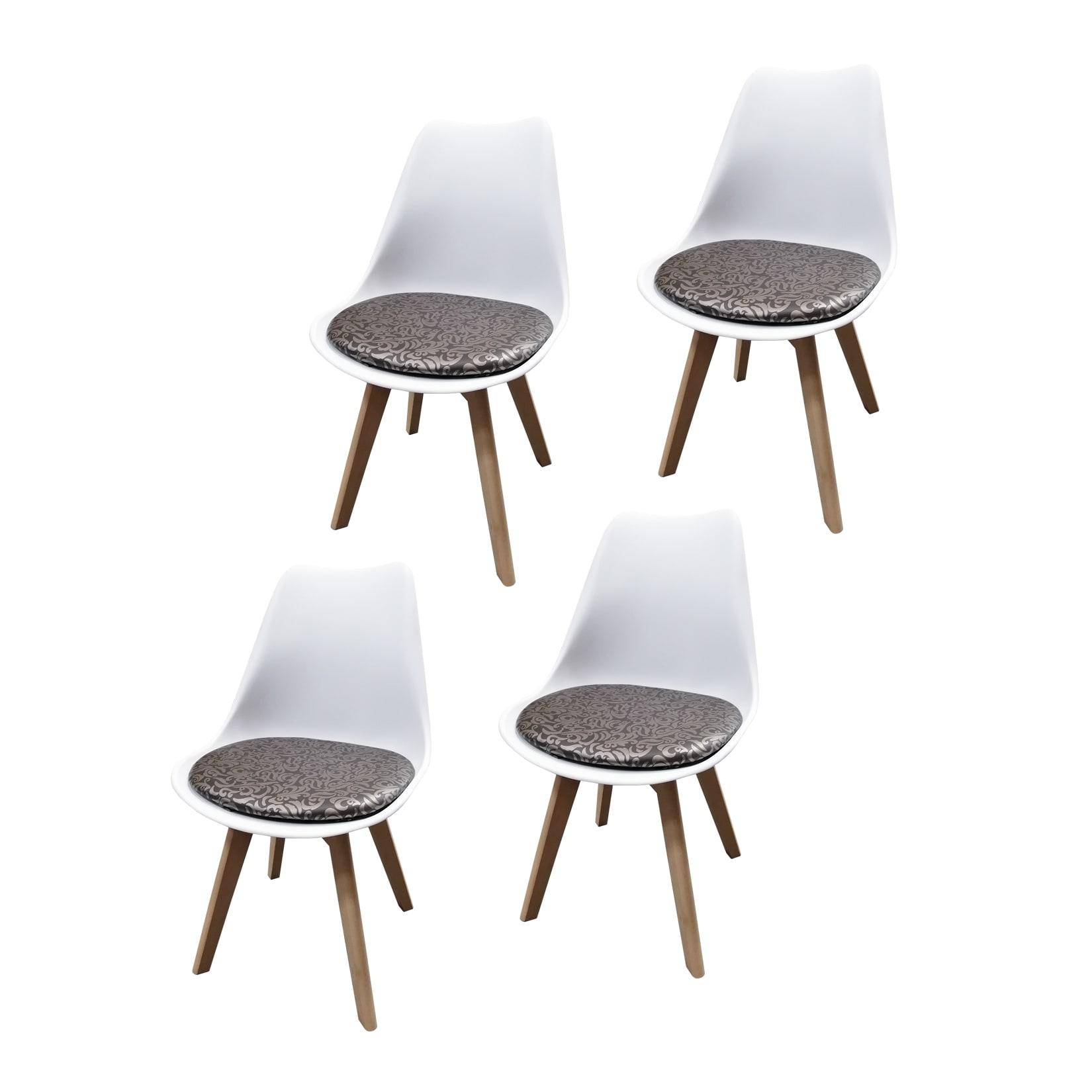 HTI-Living Stuhl Atlanta Weiß, PU Braun Muster