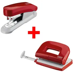 novus Locher und Heftgeräte Set rot