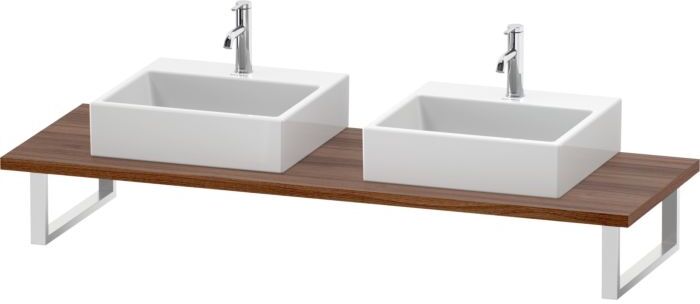 Duravit DuraStyle Konsole DS107C07979 für Aufsatzbecken, 2 Ausschnitte, Stärke 3 cm, Nussbaum natur