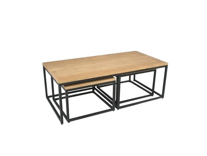 Table basse gigogne rectangulaire en bois clair (lot de 3)