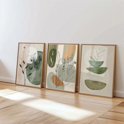 Inspired Finds Bohemian Flower Canvas Wall Art Set 3pcs Minimalist Earth Tone Botanical Decor 7.87x11.81in Unframed