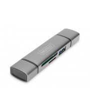 DIGITUS Dual Card Reader Hub USB-C / USB 3.0 OTG Grau (DA-70886)