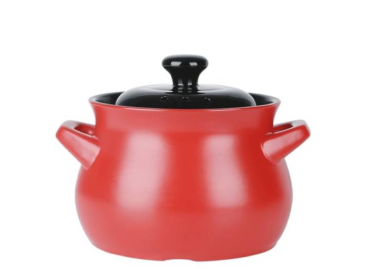 Keramikdosen, Doppelgriff-Deckel, reine Keramik-Terrine(Black and red,5L)
