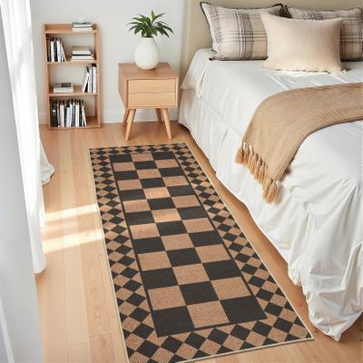 Garvee Modern Checkered Diamond Easy Jute Area Rug