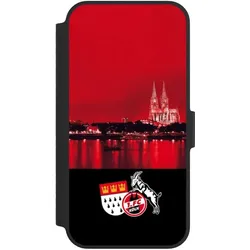 Nivocase Klapphülle für Apple iPhone 14 Handyhülle aus Kunst Leder NIVOflip schwarz 1. FC Köln Offizielles (Apple iPhone 14), Smartphone Hülle, Schwarz