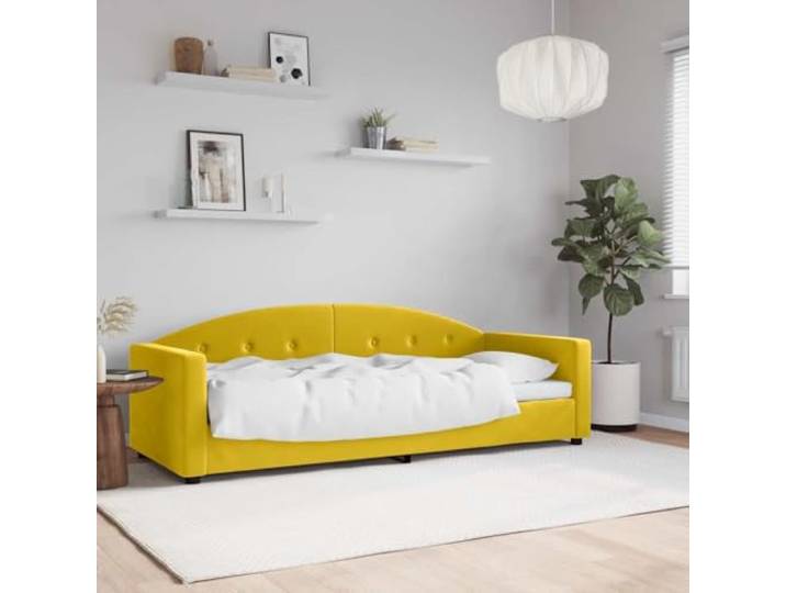YUOTYRKTEJRSG 2 in 1 Tagesbett Samt Schlafsofa Gästebett Gelb 80x200 cm Tagesbett Gelb 80x200 cm Samt Schlafsofa mit Bettkasten Gästebett 2-in-1 Klappbett Metallgestell Modernes Sofabett