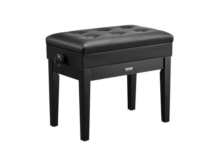 VEVOR Banc de Piano 560x340x490 mm Tabouret de Piano Hauteur Réglable\, Coussin Rembourré\, Banquette Siège de Piano en Bois\, Compartiment de Banc de Rangement pour Livres de Musique\, Chambre à Coucher