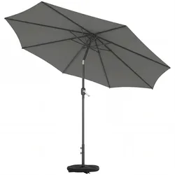 Outsunny Sonnenschirm ca. Ø300 cm neigbar Balkonschirm mit Kurbel Kreuzfuß Sandsack, UV 30+ Einziehbar Dunkelgrau