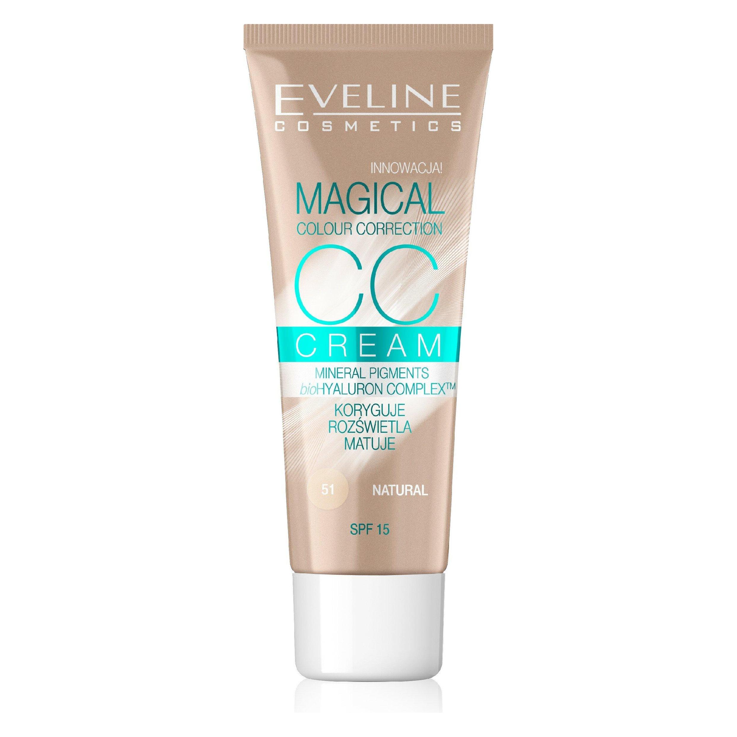 Eveline Magische Farbkorrektur CC Creme SPF15 multifunktionale Foundation 51 Natural 30ml (51 Natural, 30 ml) (089014)