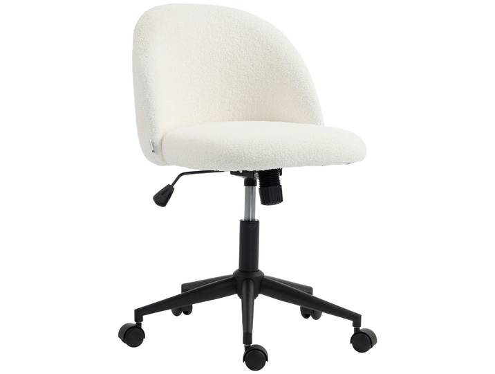 HOMCOM Schreibtischstuhl höhenverstellbarer Bürostuhl mit Teddyfleeceoptik Creme
