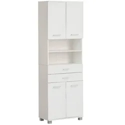 Hochschrank Badschrank in Weiß mit zwei Schubladen