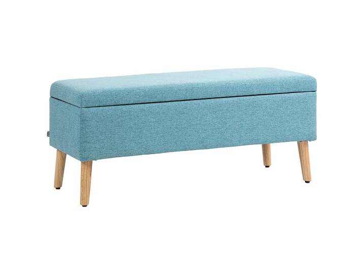 Homcom Truhenbank scandinavia Polyester Holz Blau, Kunststoff, 39x45x110 cm, Esszimmer, Bänke, Sitzbänke