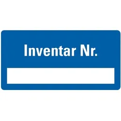 Inventaretikett Inventar Nr., einzeilig, blau, Dokumentenfolie, 40x20mm, 16/Bogen