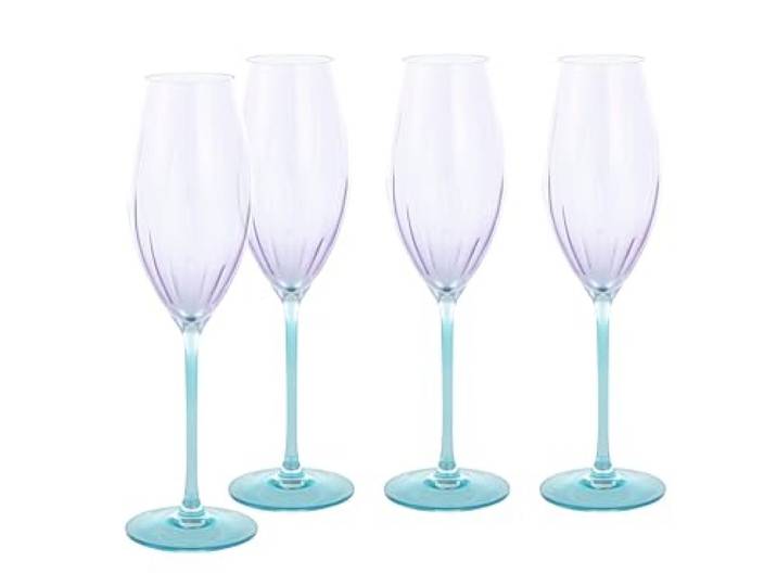 Creatable, 24587, Serie Swirly Spring, 4-teiliges Geschirrset für 4 Personen, Sektgläser Set aus Glas, Made in Europe