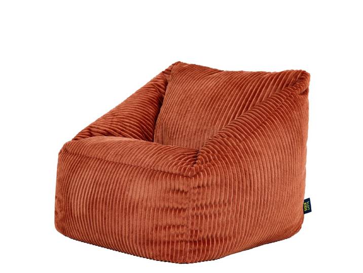 Icon Pouf fauteuil enfant en velours côtelé Oeko-Tex® - NATALIA Orange Terracotta