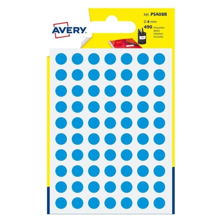 Avery PSA08B, Blau, Rund, Dauerhaft, Papier, 8 mm, 8 cm (PSA08B)
