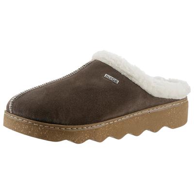 Pantoffel ROHDE "Foggia-D", Damen, Gr. 39, Lammwolle, braun (dunkelbraun), Veloursleder, Schuhe, Hausschuh, Clog mit herausnehmbarer Innensohle aus Lammwolle