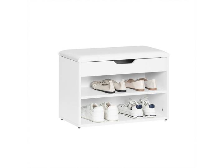 SoBuy Schuhbank Weiß, Holzwerkstoff, 60x44x30 cm, Garderobe, Schuhaufbewahrung, Schuhregale