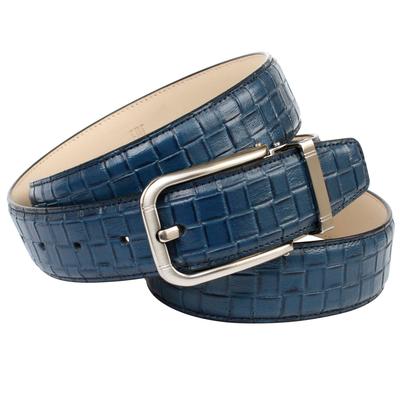 Ledergürtel ANTHONI CROWN, Herren, Gr. 100, blau, Leder, Flechtoptik, Gürtel Ledergürtel, Hochwertige Flechtprägung in trendigem Blauton