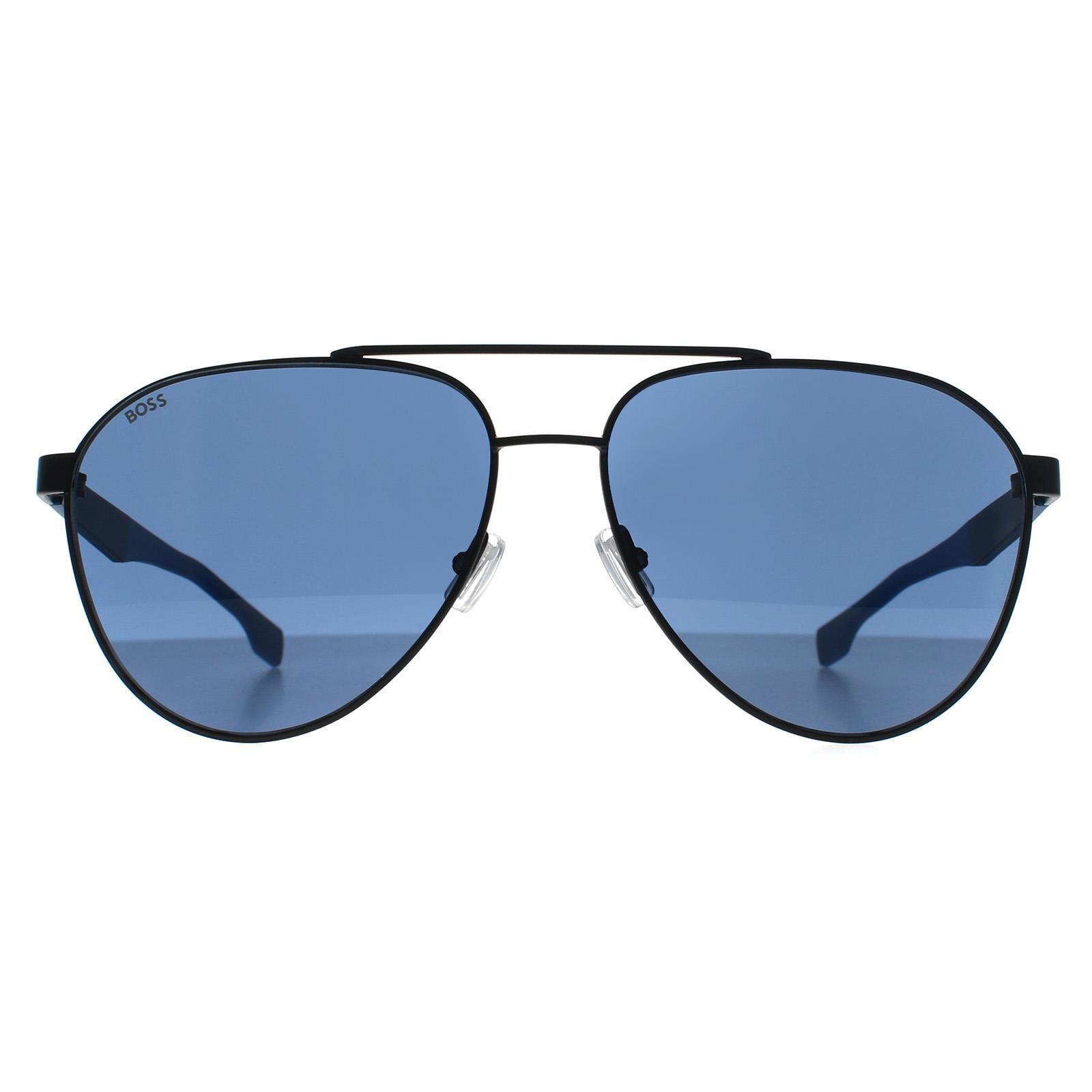 Hugo Boss Aviator Herren Matt Schwarz Blau Blau BOSS 1485/S