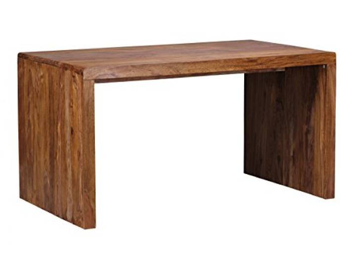 Wohnling Schreibtisch BOHA Massiv-Holz Sheesham Computertisch 140 cm breit Echtholz Design Ablage Büro-Tisch Landhaus-Stil Büromöbel Modern Büroeinrichtung