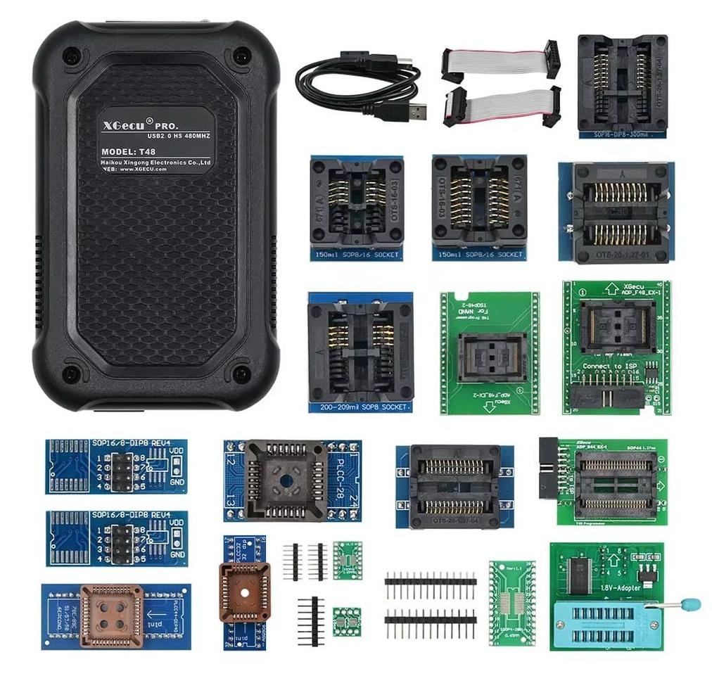 USB-IC-Programmiergerät - T48/TL866-3G - Unterstützt 34.000+ ICs - EPROM/MCU/SPI/NOR/NAND/eMMC - 20 Adapter