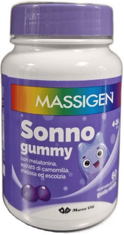 Massigen Sonno Gummy Bambini Integratore per il Sonno con Melatonina Bambini 60 Caramelle Gommose