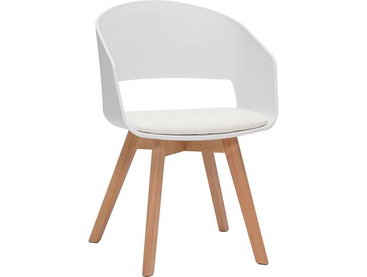 Chaise scandinave blanche et bois clair massif PRISMA