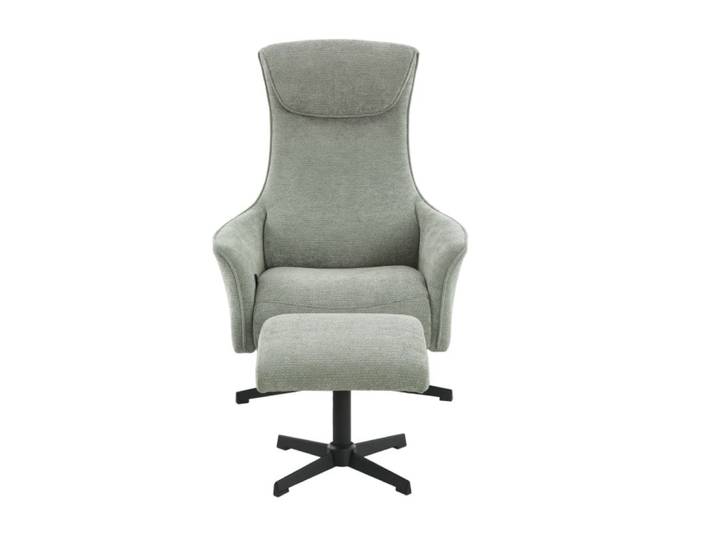 Fauteuil relax manuel rotatif + repose-pieds tissu 1 place vert
