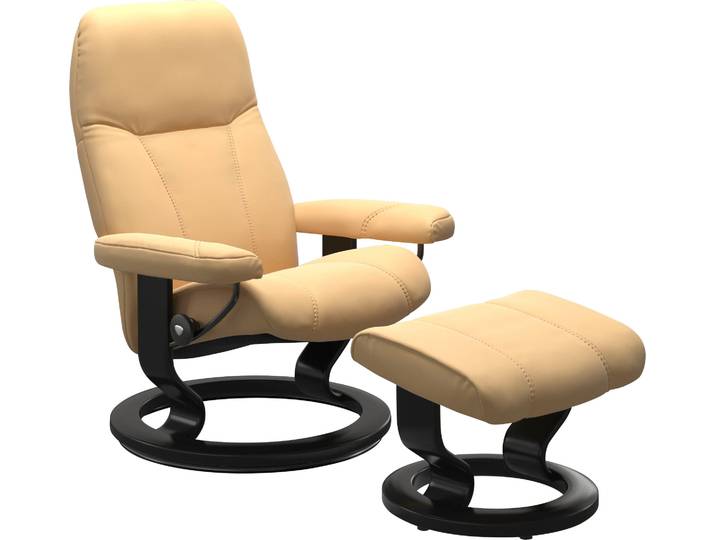 Relaxsessel STRESSLESS Consul , gelb, B:76cm H:100cm T:71cm, Sessel, Relaxsessel, mit Classic Base, Größe M, Gestell Schwarz