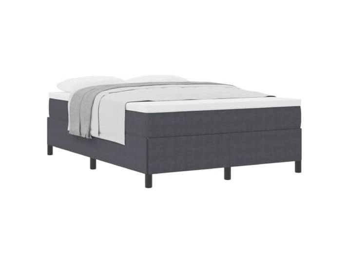 PUGYNBK Boxspringbett, Dunkelgrau, 140 x 200 cm, Cordstoff Fester Lattenrost, massives Kiefernholz, schwarze Beine, moderner Stil