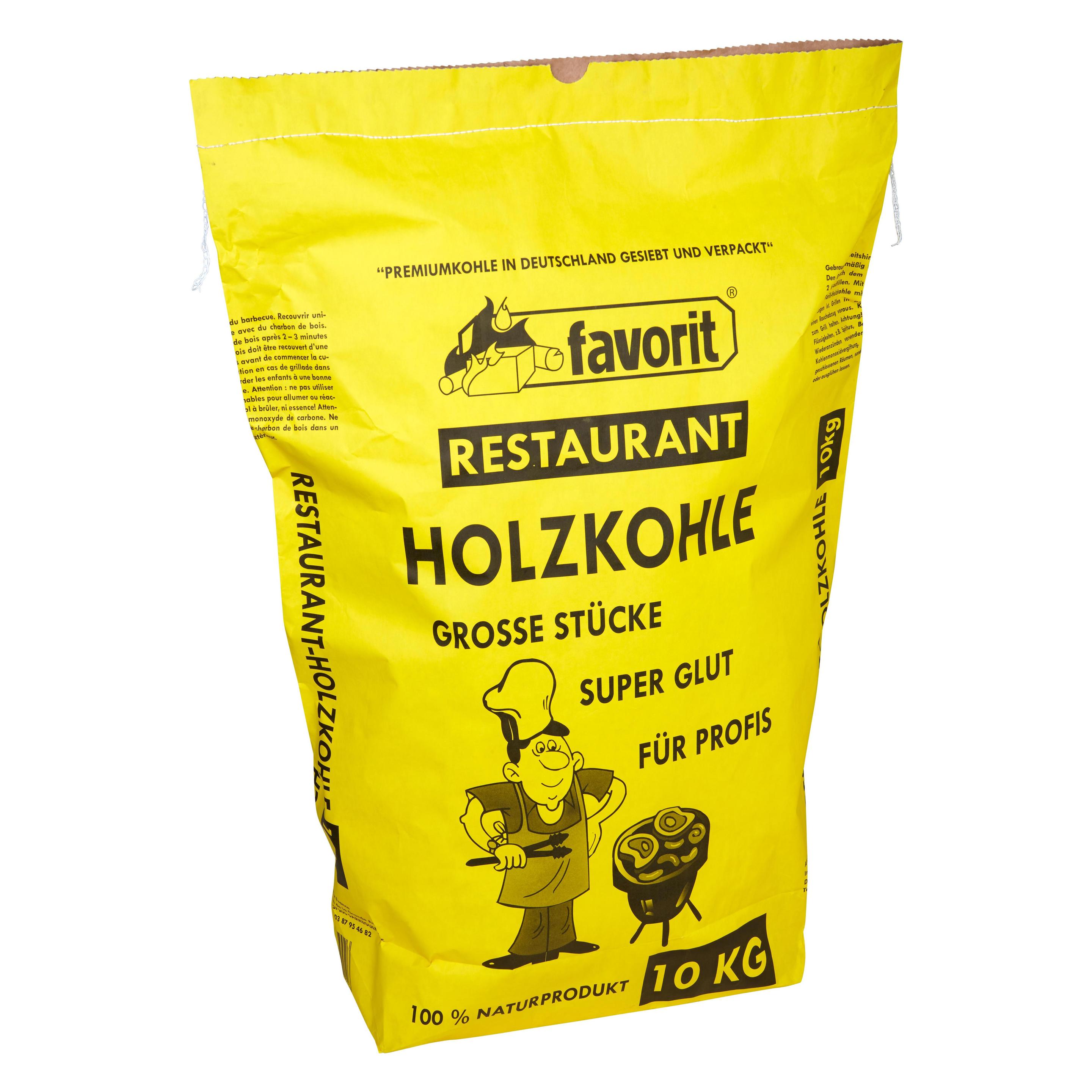 Favorit Restaurant - Holzkohle 10 kg ( Premium Qualität, erhöhte Brenndauer, besonders grosse Körnung (10 kg) (1002)