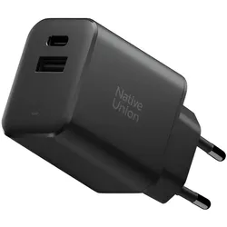 Native Union Fast GaN Charger Schnellladegerät schwarz / 1x USB-C / 1x USB-A / 45W (45 W, 2 Ports), USB Ladegerät, Schwarz