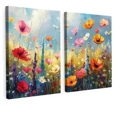 LEINWANDBILD 2er Set Blumen - Frühling - Farbenfroh - Sommerlich 60x40 cm