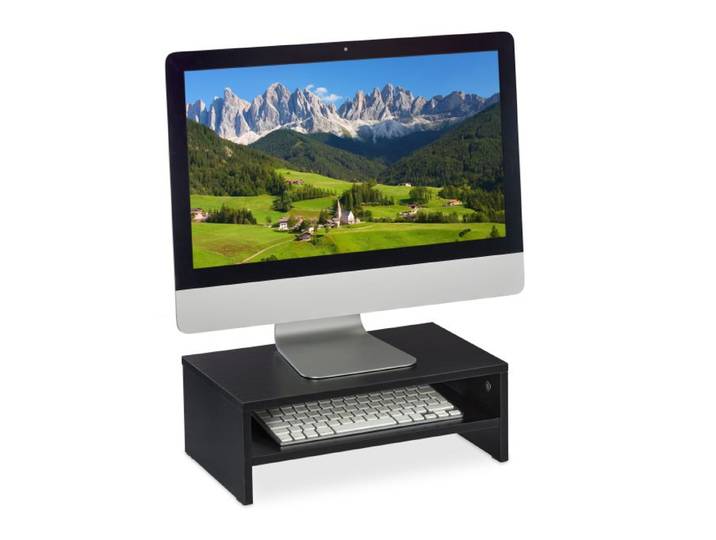 Relaxdays Monitorstandaard zwart