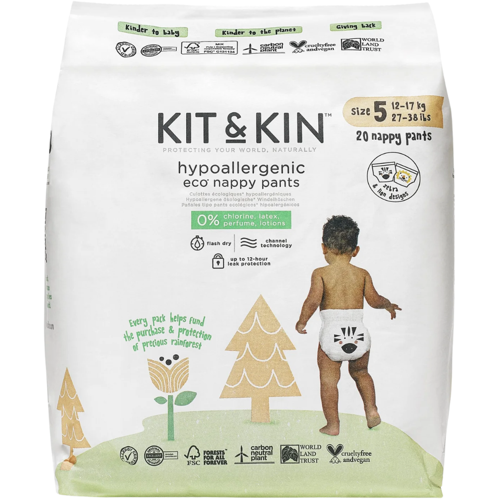 Kit & Kin Hypoallergenic Disposable Eco Nappy Pants 20&nbsp;un. 12-17 kg