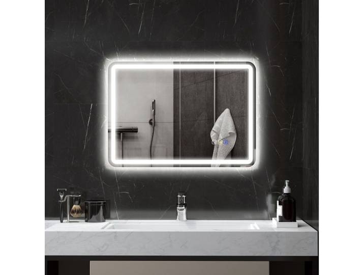 VUENOR Miroir LED salle de bain 70x50 cm argent – Bluetooth anti-buée
