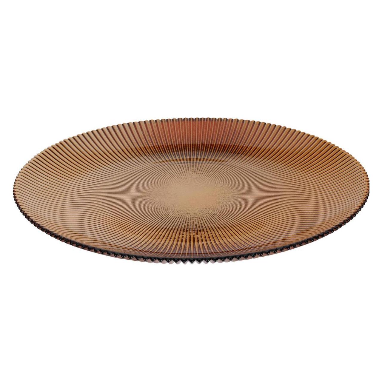 Home&Styling Home & Styling Amber Stripe Essteller - 28 cm - Glas - Orange (28 cm) (49009304)