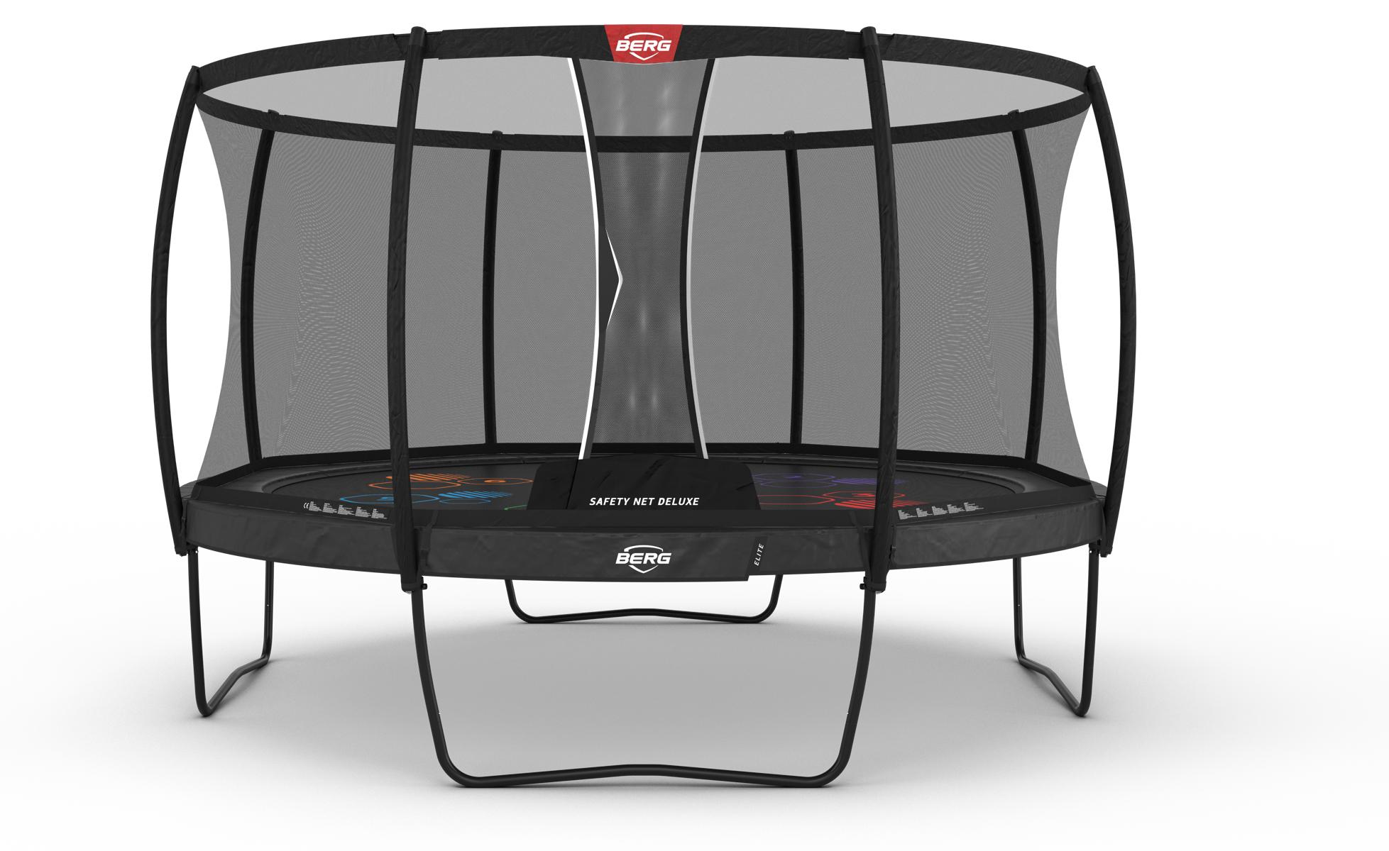BERG Trampolin Elite Regular 430 + Sicherheitsnetz Deluxe Grau Levels