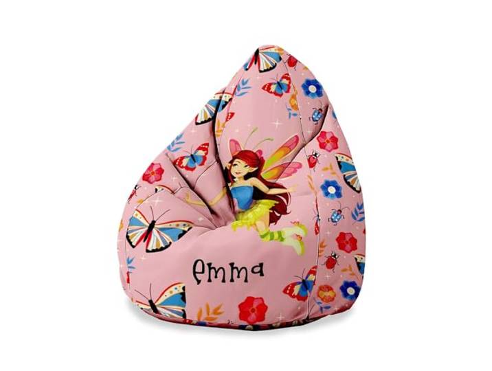 DreamRoots Sitzsack Kinder personalisiert 80x80x120, Fairy Personalisierte Geschenke Kinder, Bean Bag, Kindersitzsack, Kinderzimmer, mit Füllung, Sitzkissen Boden